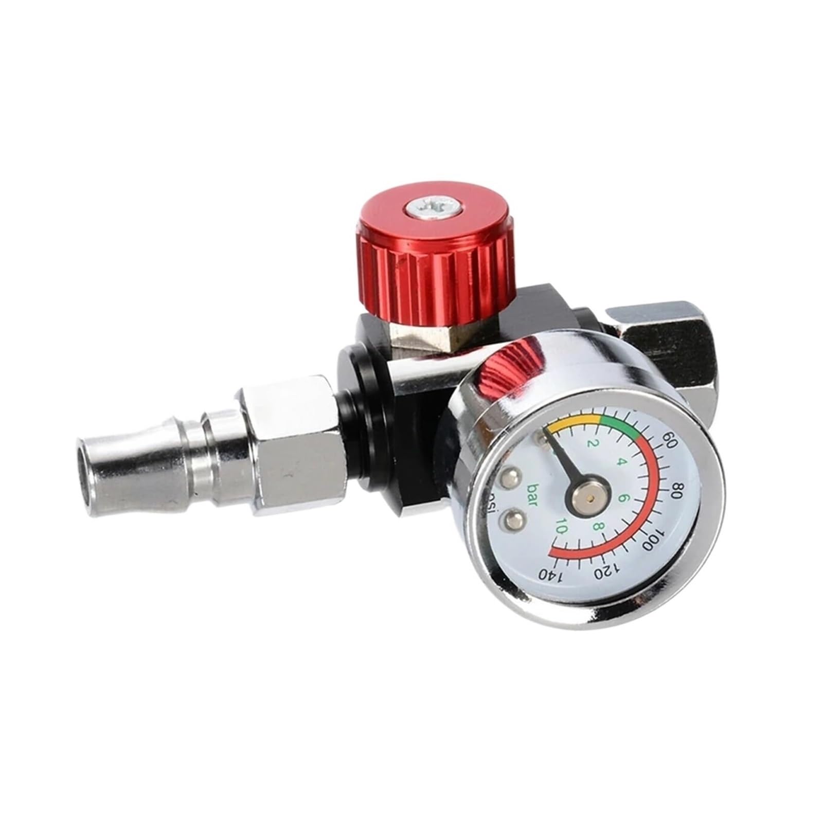 Poahncu 1 Pressure Regulator, 3Pcs Pressure Switch, Adjustable Regulator Bar Manometer Replacement With /4" Bsp Thread, Air Compressor Valve Accessories,For Spray Gun(Red Knob Style+Pf20)
