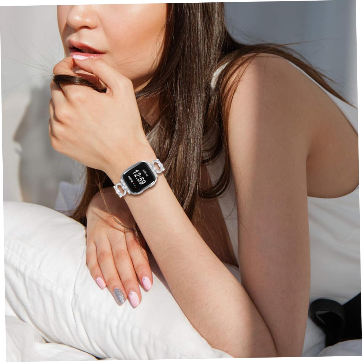 jojofuny Fashion Watch Band for Diamond- Stainless Steel Replacement Band Comfortable for Occasions
