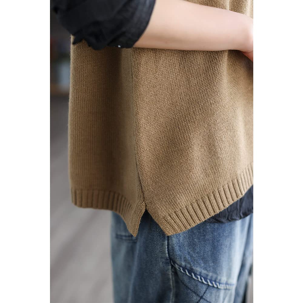 LIUYUYOUGO Pull sans Manche Débardeurs en Laine pour Femmes Été Gilet en Tricot Cachemire Léger Et Doux Pulls Élégants sans Manches À Col Rond T-Shirts Coupe Ample Pull Tricoté Gilets Chemis