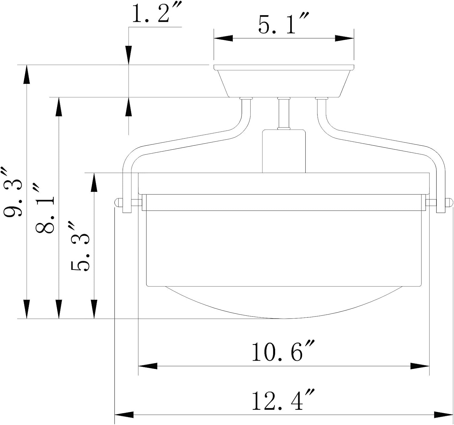 Warehouse of Tiffany CM018/1 Merwin 1-Light Matte Black Semi-Flush Ceiling Lamp Flushmount