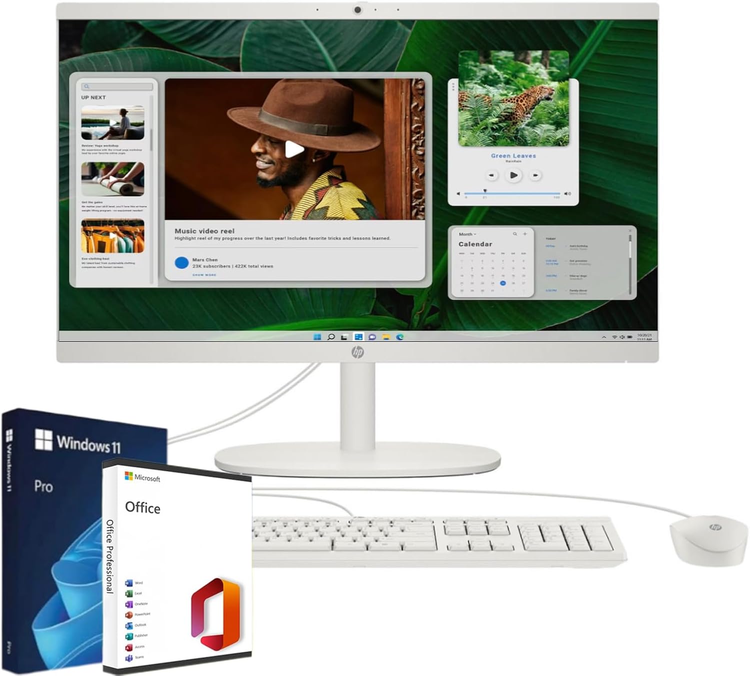 HP Newest 22 inch All-in-One Desktop PC | Windows 11 Pro | Microsoft Office Trial Included | 16GB RAM, 1TB SSD | Intel Celeron Processor | Mouse and Keyboard | FHD Display