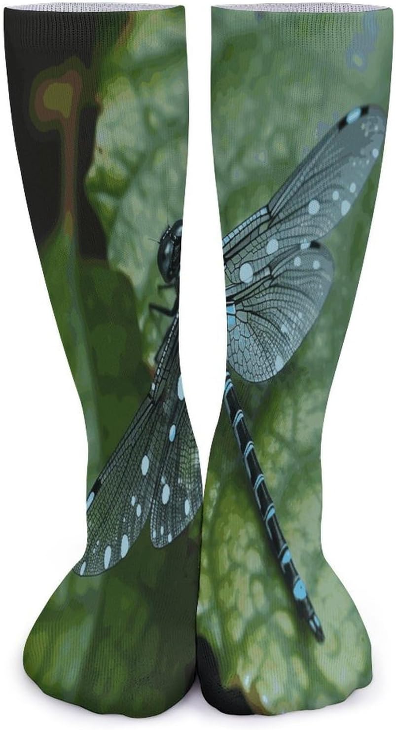 Blue Dragonfly Crew Socks Soft Thermal Socks | Socks for Men Women-Casual Wicking,High Stocking for Sports Running-Long Thin Tube Sports Breathable