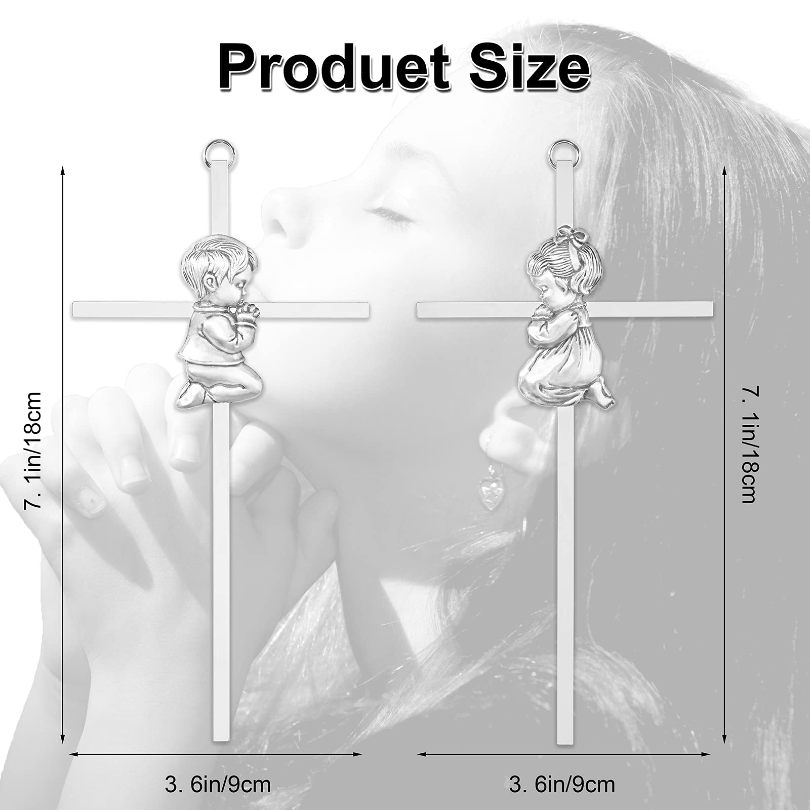 2 PCs Silver Baby Wall Cross Baptism Gifts for Boy and Girl Christening First Communion Dedication Gift for Baby Girls Goddaughter Religious Baptismal Children Crosses Gifts from Grandparents - Image 4