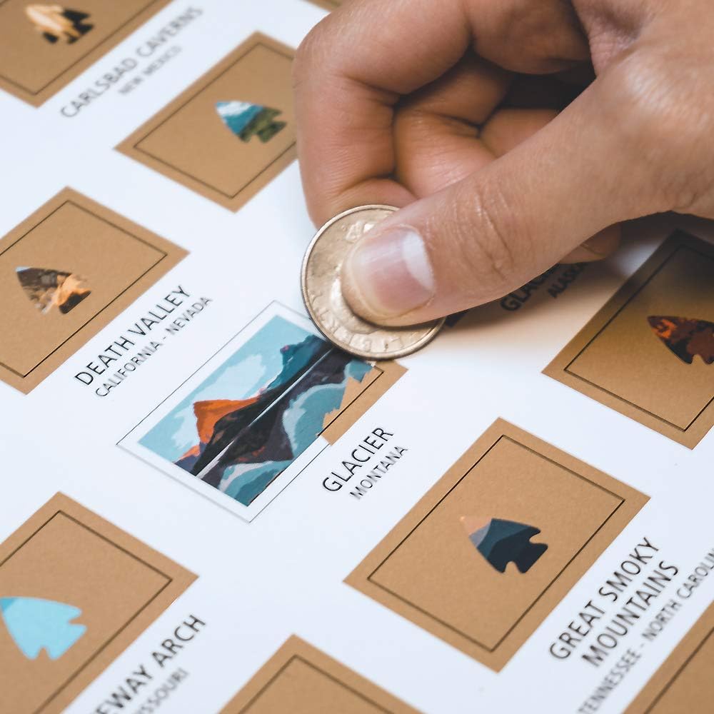 Mappinners Impresión de viaje para raspar los parques nacionales 16×20, pasillo