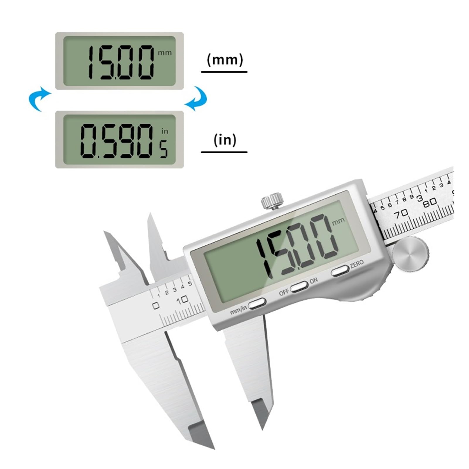 Suwmiarka cyfrowa, Elektroniczne suwmiarki cyfrowe ze stali nierdzewnej o wysokiej precyzji Narzędzie pomiarowe 150 mm / 200 mm / 300 mm z dużym ekranem LCD(300MM)