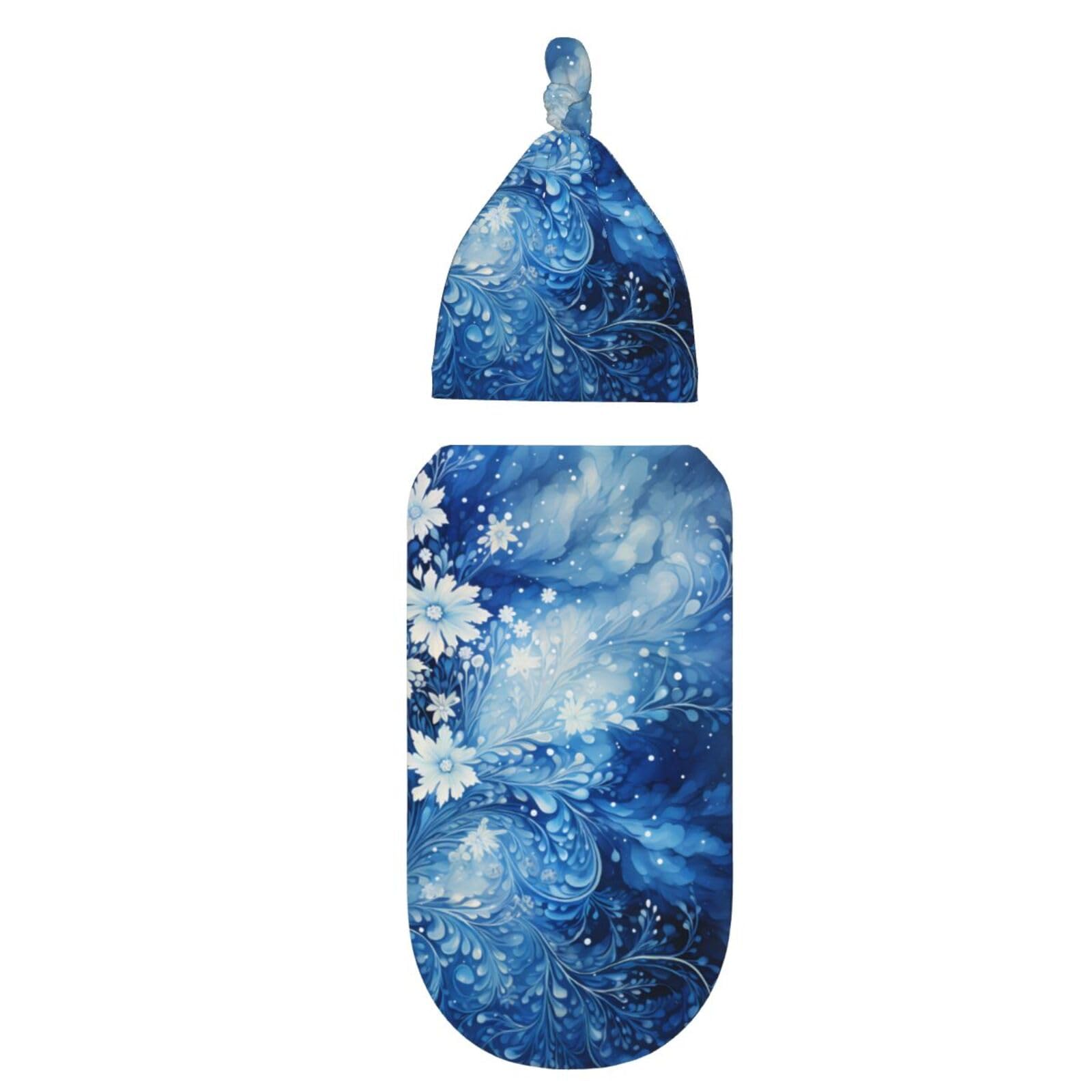 3D kwiaty koc i czapka zestaw dla noworodków, przytulna chusta dla niemowląt, malucha, komfort, 29 x 53 cm