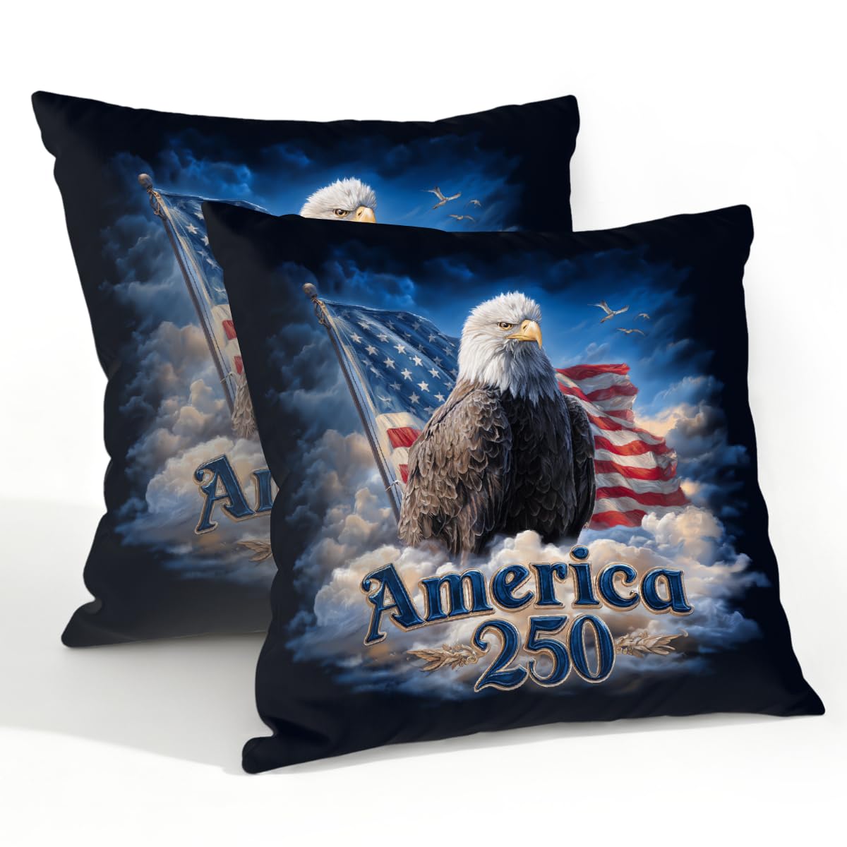 Outdoor Pillow Covers Waterproof Pillowcases 22x22in Set of 2 America-250th Independence Day Eagle Decorative Throw Cushion Case for Couch Sofa Garden Patio Furniture