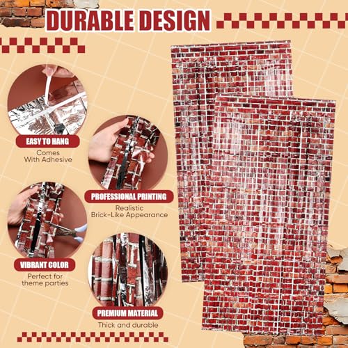 Cortinas de Papel Ladrillo Rojo 5 unidades miniatura 3