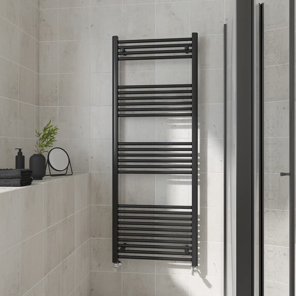 Warmehaus Straight Heated Towel Rail Black Bathroom Radiator 1600x600mm โ image 1