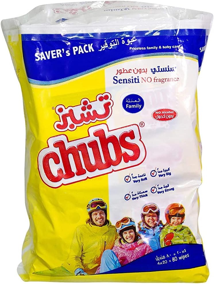 CHUBSFamily Wipes 20's Pack Sensiti - 4X20 Wipes, Piece of 80