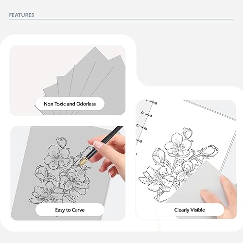 Miniatura 3 de Bloques de linóleo para impresión de 8 x 12 pulgadas, bloque de tallado de linóleo suave, kit de impresión de bloque de linóleo gris, herramientas