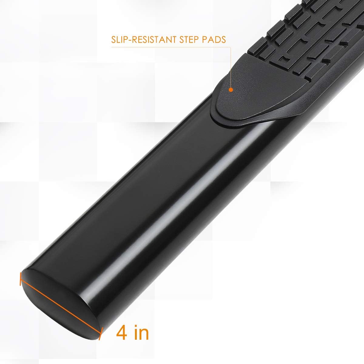 (2Pcs) 4 Inch Black Oval Nerf Step Bars Side Steps Compatible with Ram 1500 Quad Cab 19-20