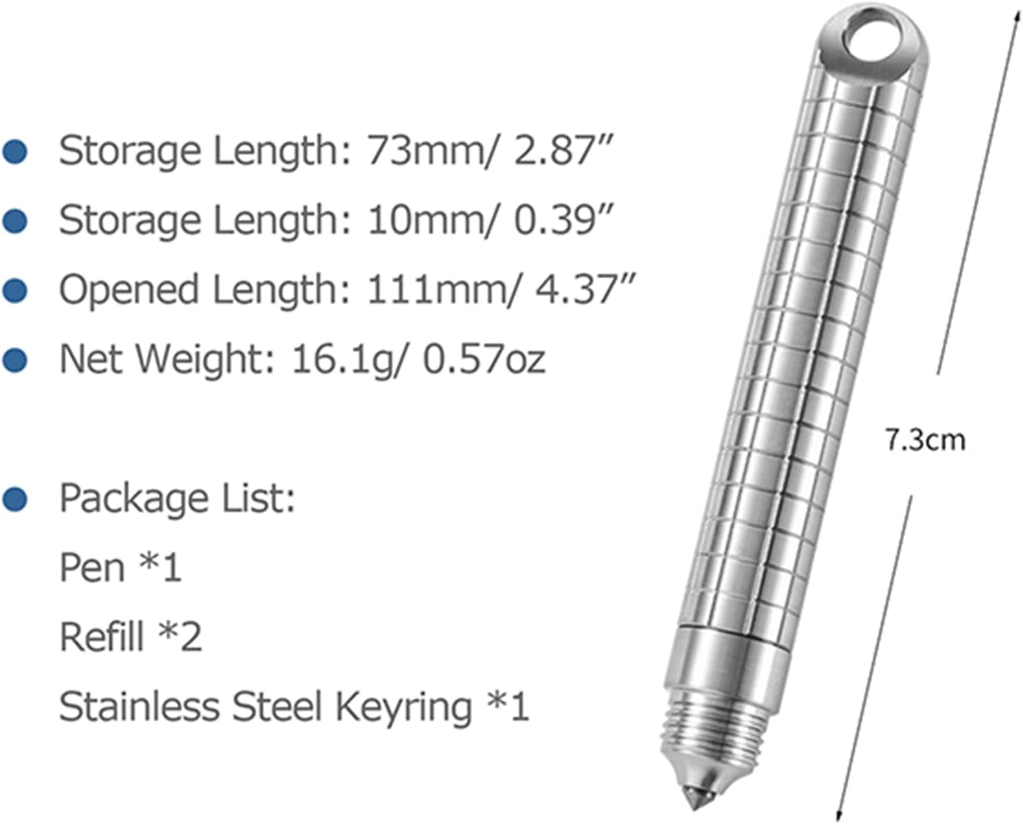 Hamans Mini Ballpoint Pen Titanium Pocket Pen 2.87" Spiral Rotating Pen Cover Lightweight Compact Size for Everyday Carry (Grey)