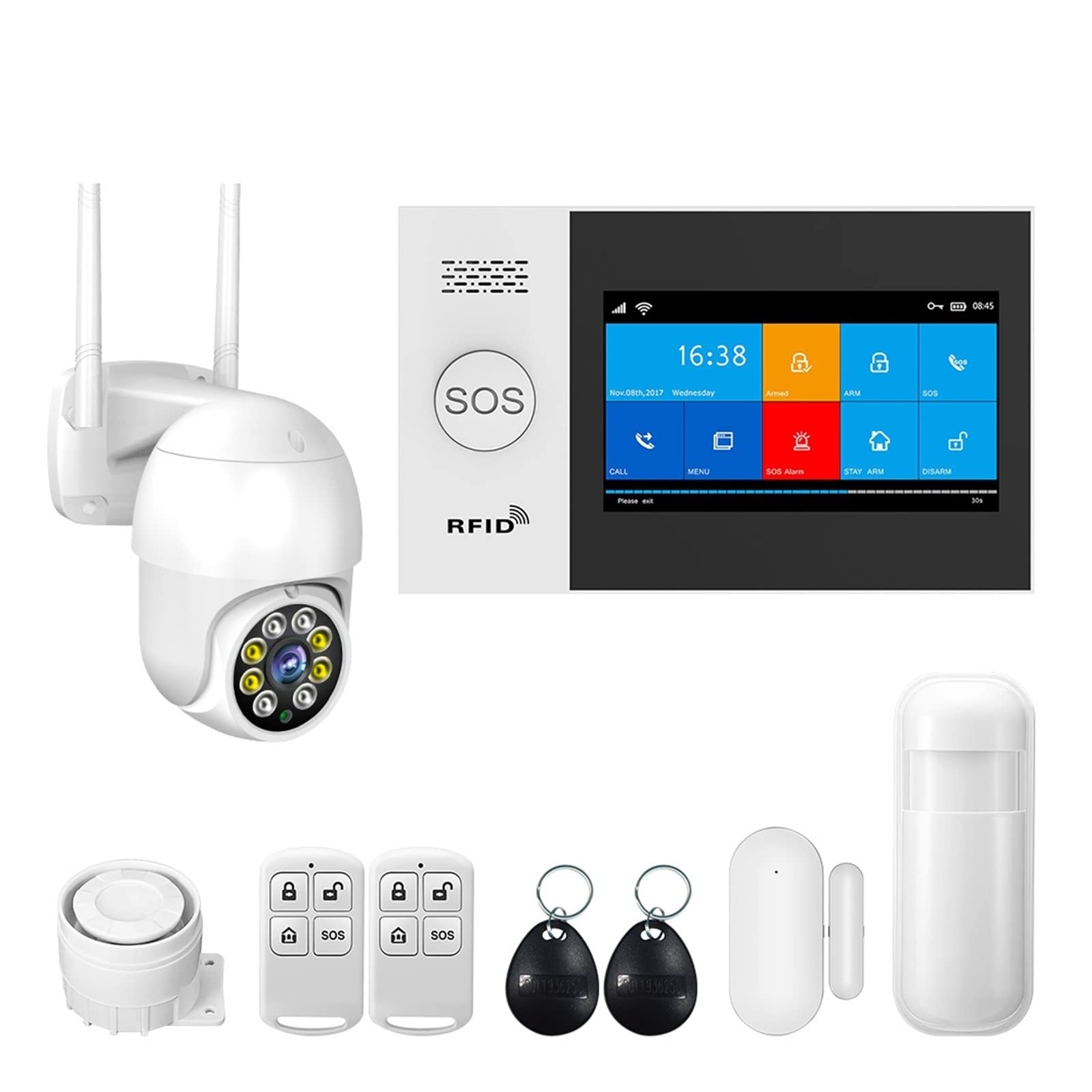 PG107 WiFi gsm Sistema de Alarma for el Soporte de Alarma de Seguridad en el hogar Tuya Aplicación Contador Remoto con IP Soporte de cámara(Yellow)