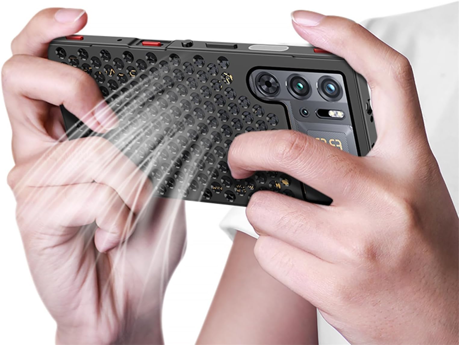 DAYJOY Premium Aluminum Heat Dissipation Case Cover Compatible with ZTE Nubia Red Magic 10 Pro/Pro+, Luxury Honeycomb Style Metal Hollow Shockproof Anti-Scratch case (Light Blue)