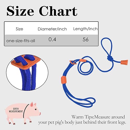 Miniatura 7 de Arnés y correa de cerdo, arnés ajustable para cerdo estilo infinito, suministros para caminar y trotar mascotas, también se adapta a cerditos