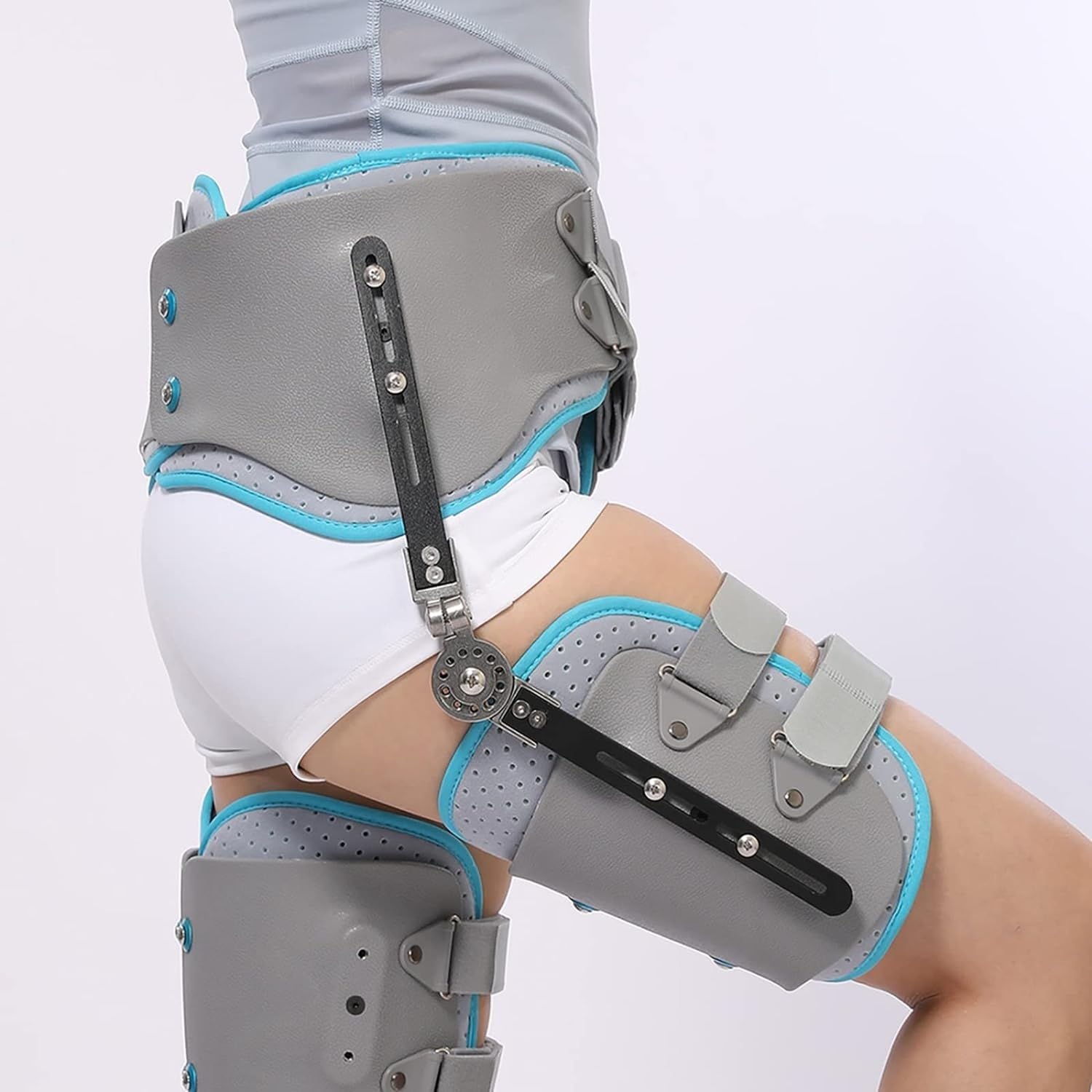 Orteza na biodro po operacji Ochraniacz na biodro Stabilizator Regulowana konstrukcja Perforowana wyściółka Wygodna Oddychająca Łagodzenie bólu przy naciąganiu Rwa kulszowa(Left leg)