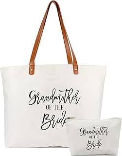 Lamyba Grandmother of the Bride Bag,Grandmother of the Bride Gifts,Bridal Shower Gifts,Canvas Black and White