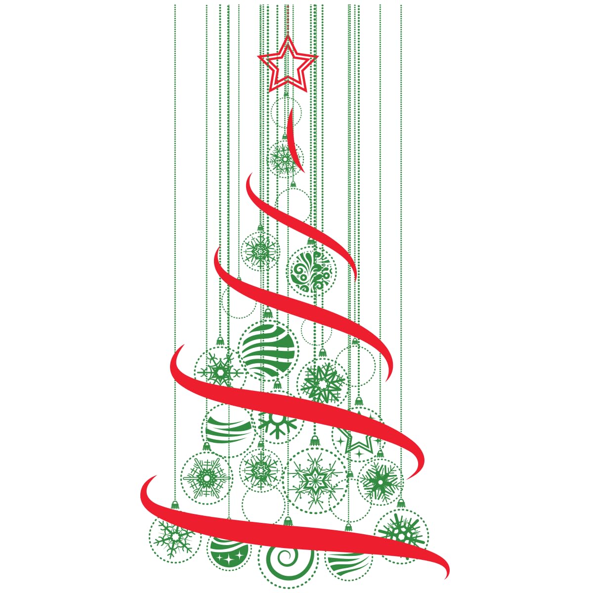 Ambiance Sticker Christmas Merry Christmas Aufkleber, selbstklebend, Weihnachten, Dekoration, Partys, für Schlafzimmer und Wohnzimmer, Weihnachtsbaum in der Luft, H 150 x L 80 cm