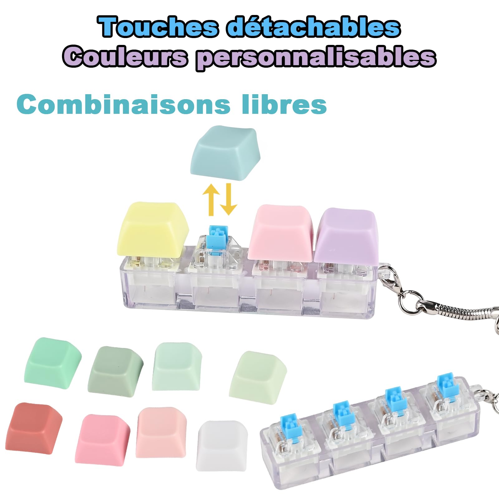 GOLDGE 4 Piezas Teclado Antiestres, Teclado Clicker Fidget Toy, Juguetes Antiestres Adultos, Teclas Antiestrés para Aliviar el EstréS Pass Tiempo, Regalos Originales para Mujer/Hombre (Desmontable) — view 4