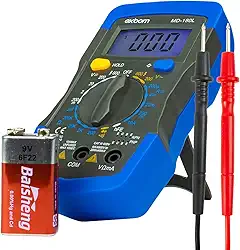 Multímetro Digital Portátil Exbom MD-180L, Display 3 1/2 Iluminado, Teste de Linha Viva, Tensão DC/AC, Corrente DC/AC, Resistência, Transistor, Diodo, Continuidade