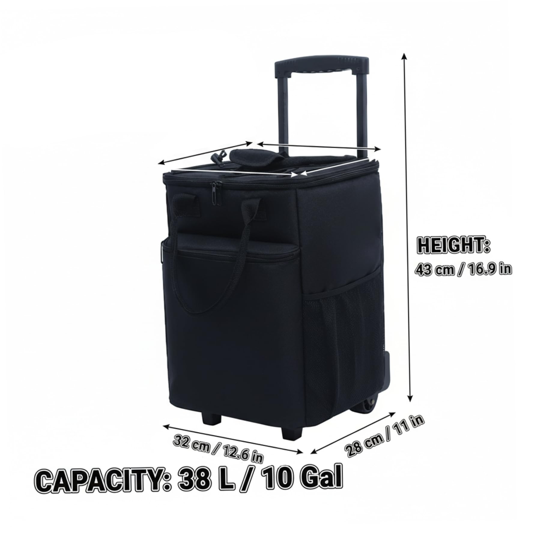Borsa frigo isolante pieghevole da 38 litri su ruote con maniglia - Borsa per la ritenzione del caldo e del freddo per il campeggio, picnic all'aperto, viaggi in spiaggia