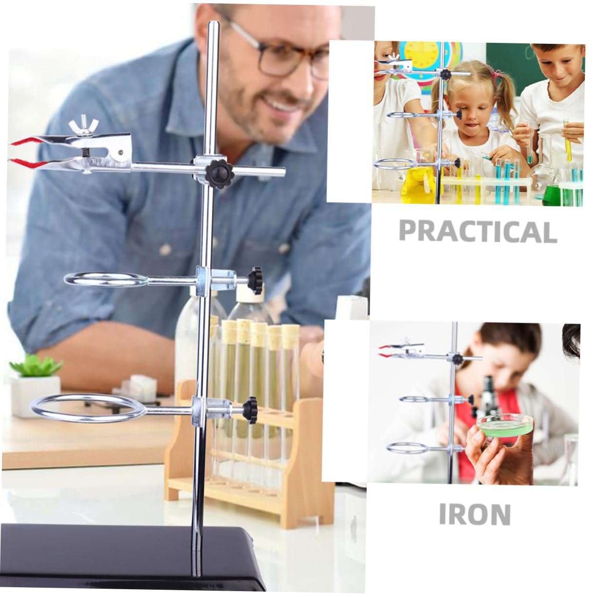 Cabilock Marco De Hierro Soporte De Laboratorio Material Metálico De Laboratorio Abrazadera Para Matraces Soporte Para Embudo Para Química Mesa