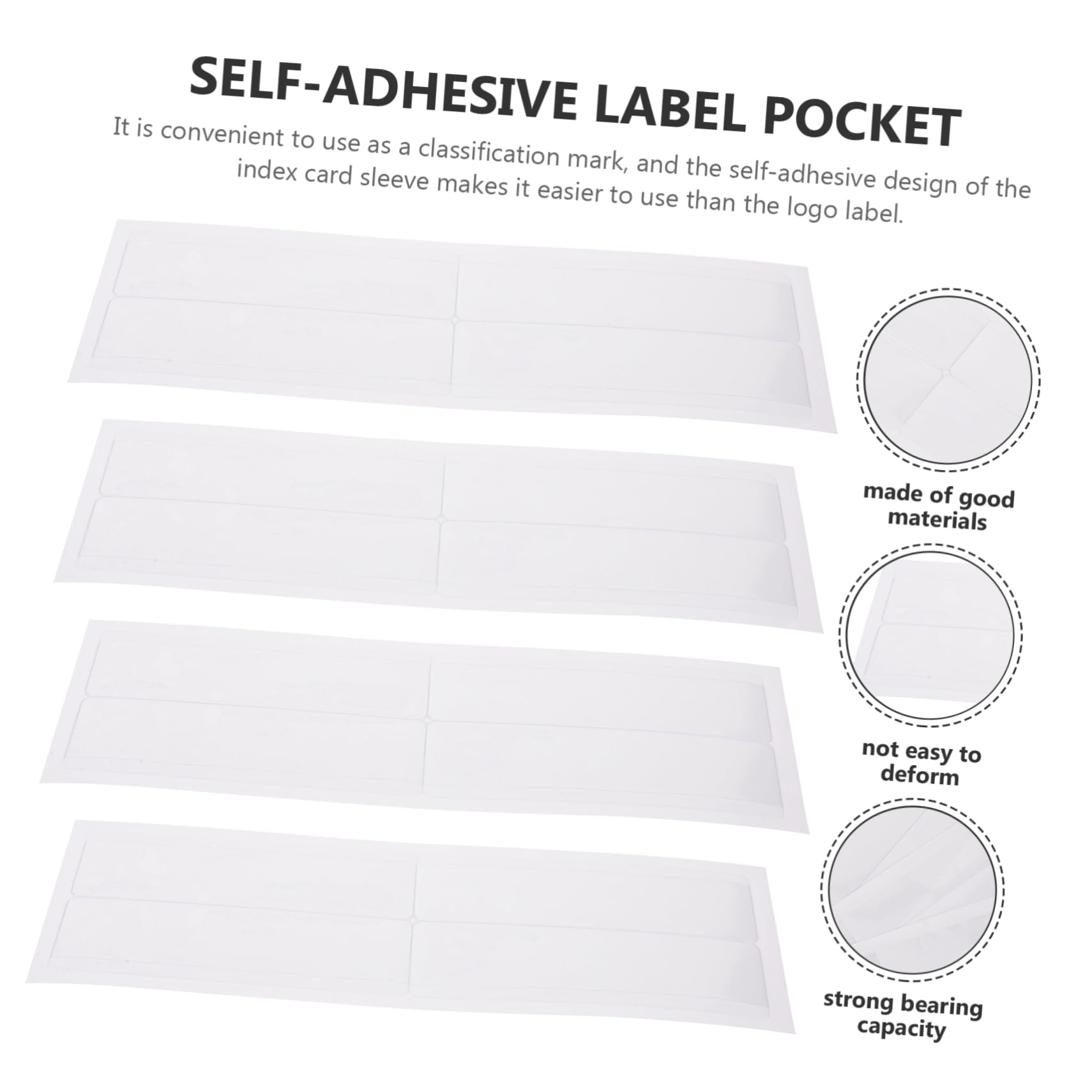 Uonlytech 5 Ensembles Étiquette adhésive poches organisateur sacs porte-étiquettes en plastique transparent pochettes d'étiquettes adhésives porte-étiquette adhésif Papier