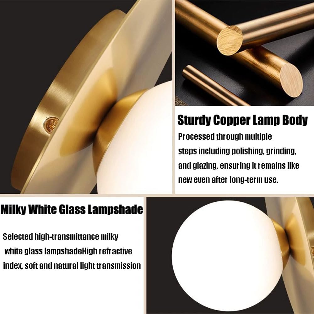 G9 Screw Copper Glass Wall Sconce, Personalized Round Lamp, American Minimalist Style Single-Head Light,Bedroom Living Room Hallway Decorative Lighting Fixtures.