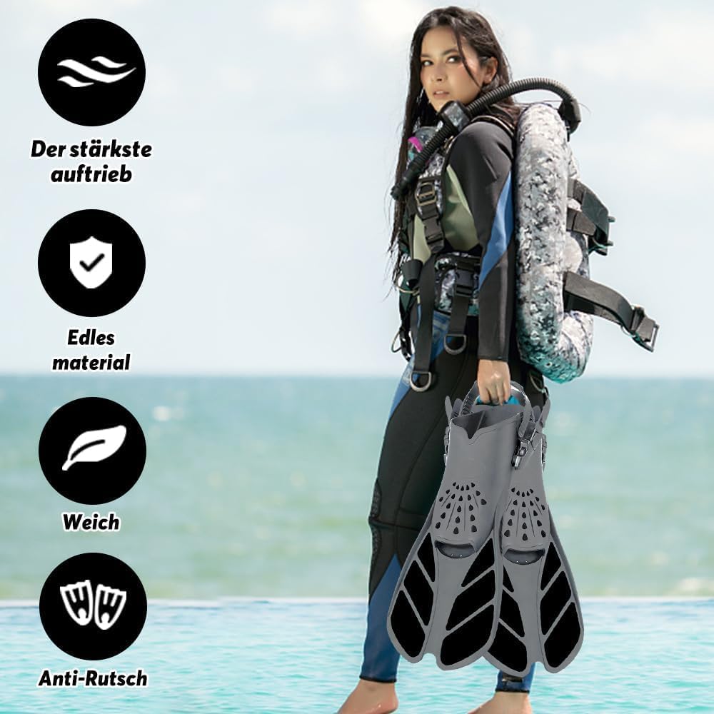 Aletas de Snorkel Ajustables Tallas 36-41 con Bolsa de Almacenamiento para Adultos y Niños
