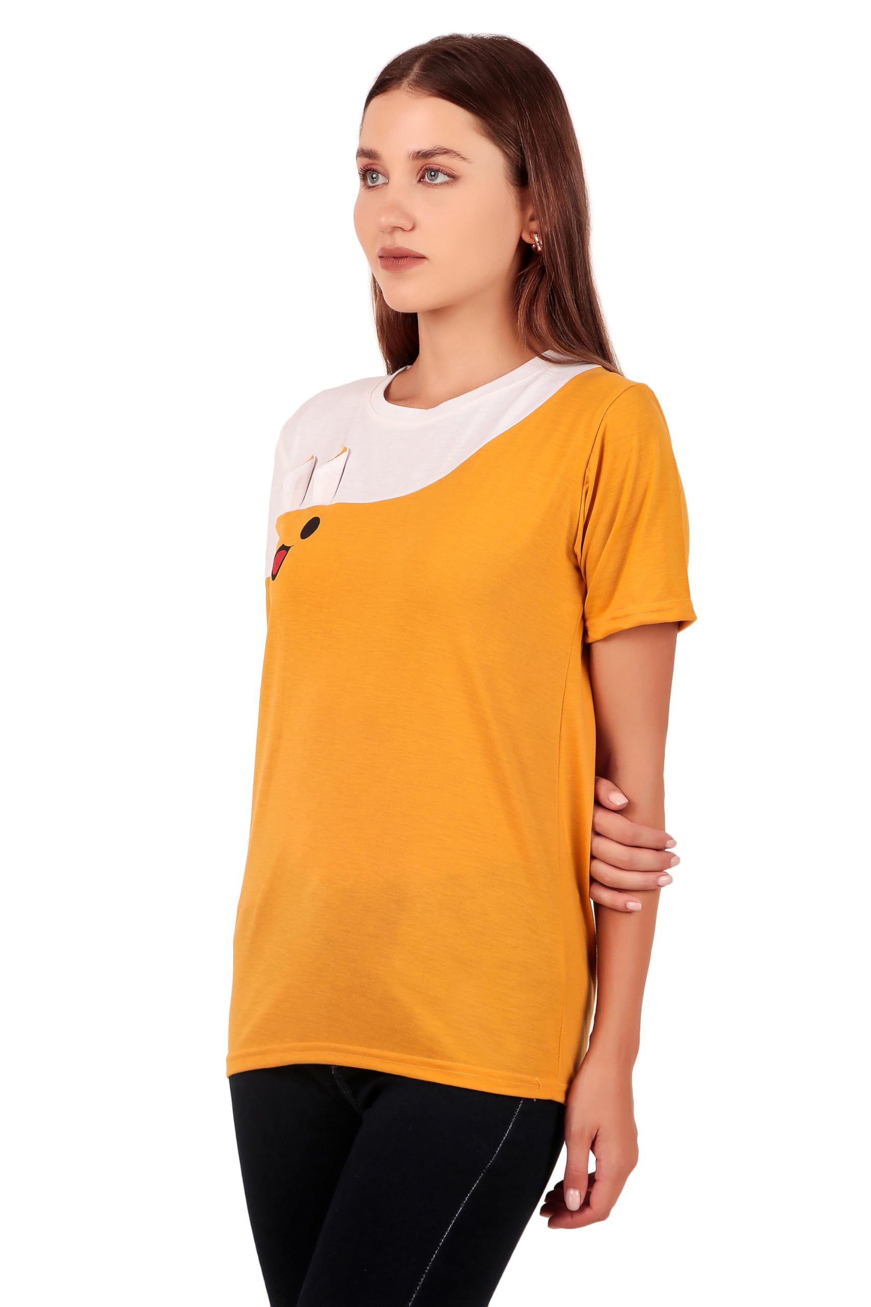 Road Armor Women's T-Shirt |Sweat Absorbent | Durable & Comfortable with Cute Print, Round Neck Ear Tshirt for Women, Work, Party, Vacation, Office, Casual and More