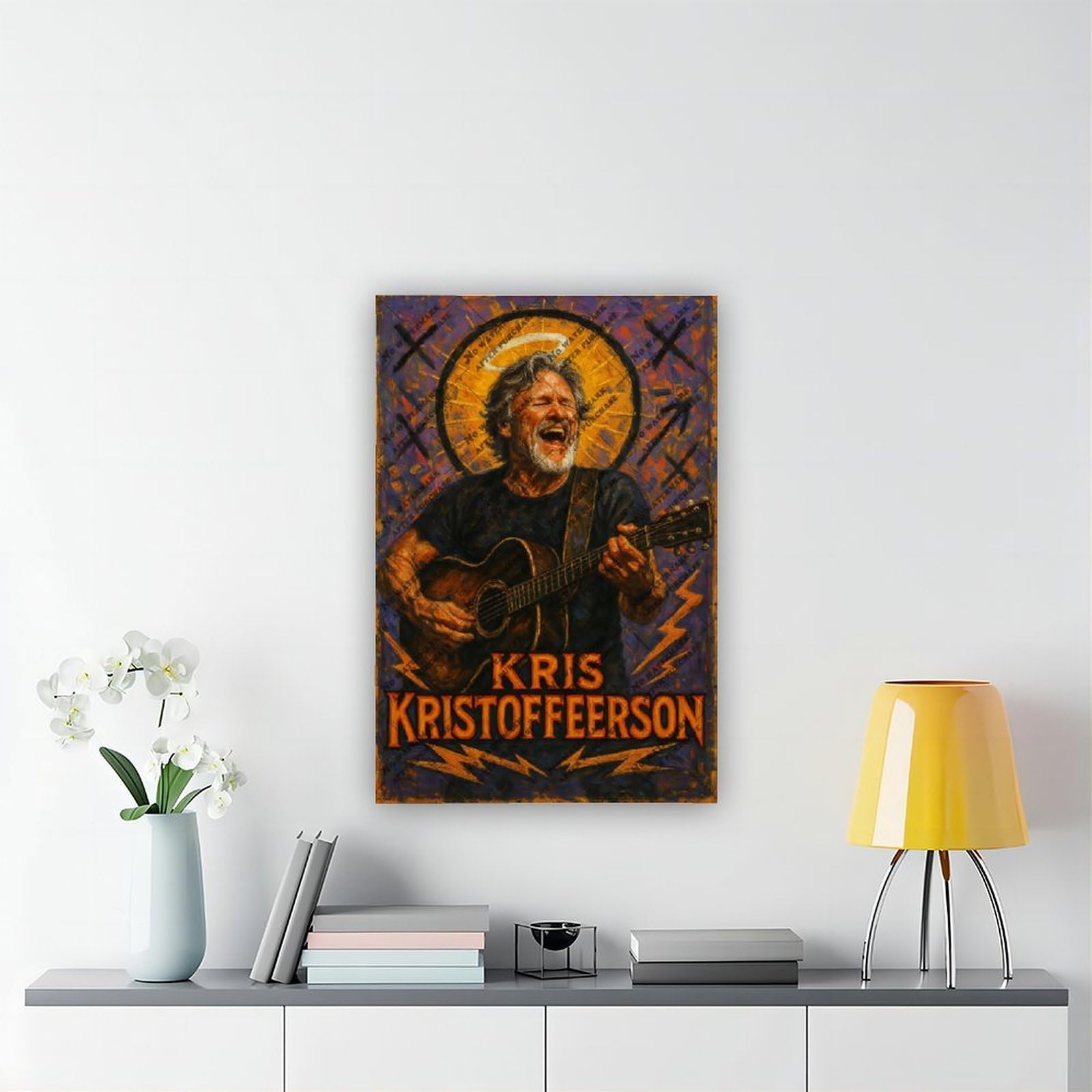 ZYGNBHL Poster della serie "Heaven Needs Country Music", cantante Kris_Kristofferson, decorazione per la casa, idea regalo, 60 x 90 cm