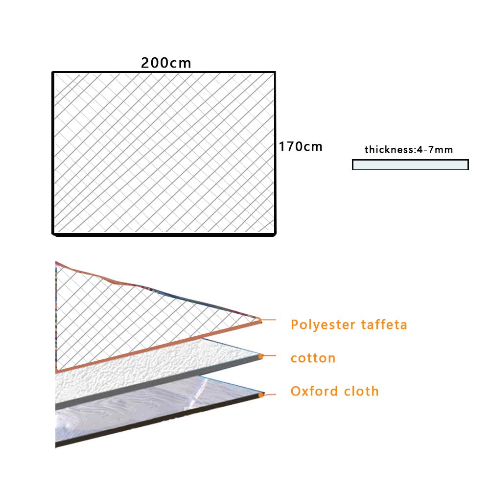 Tapis camping Nappe pique-nique Imperméable Tapis d'extérieur 200cm x 170cm Épaisseur 4-7 mm Séchage rapide Isolé taffetas de polyester Tissu Oxford tente jardin yoga Voyage plage Tapis pour enfant