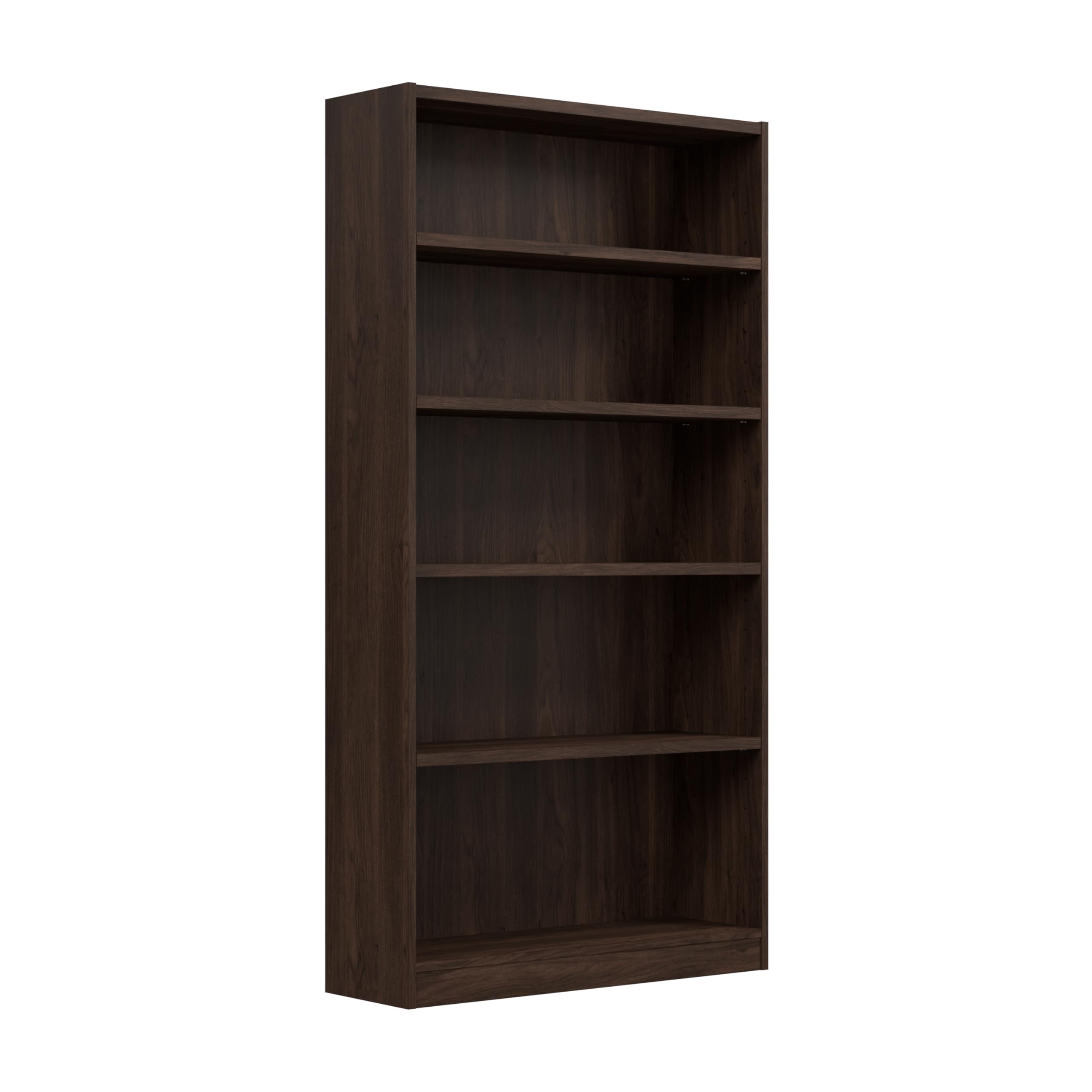 Bush Home Universal Tall 5 Shelf Bookcase in Black Walnut, Vertical Storage and Display Bookshelf for Home Office or Living Room Organization