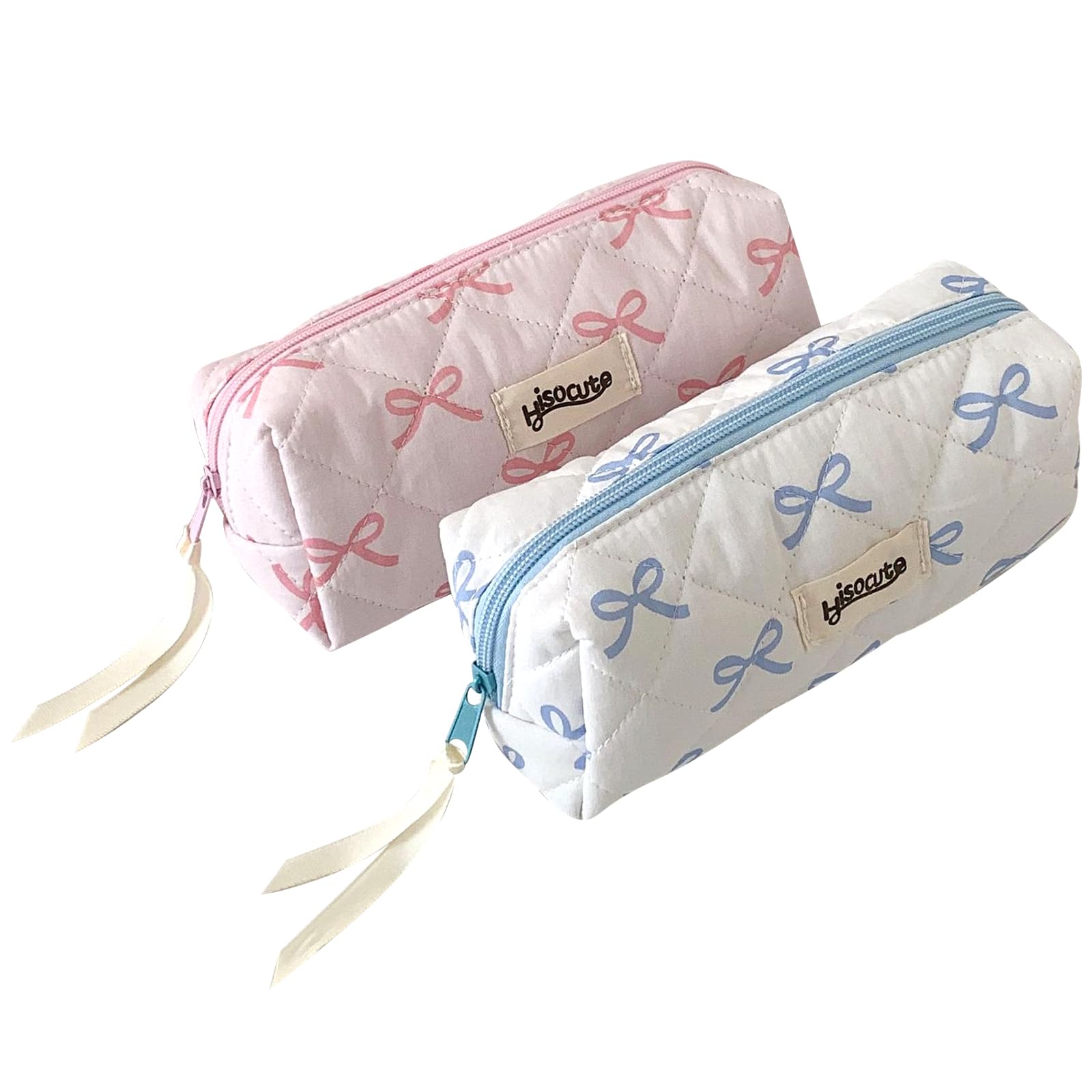 EDLMKM 2Pcs Pencil Case, Pen Pouch, Makeup Bag, Bow Pencil Pouch with Zipper, Pencil Case for Girls, Portable Makeup Bag Stationery Pouch for Stationery, Toiletries, Makeup, Travel & Office