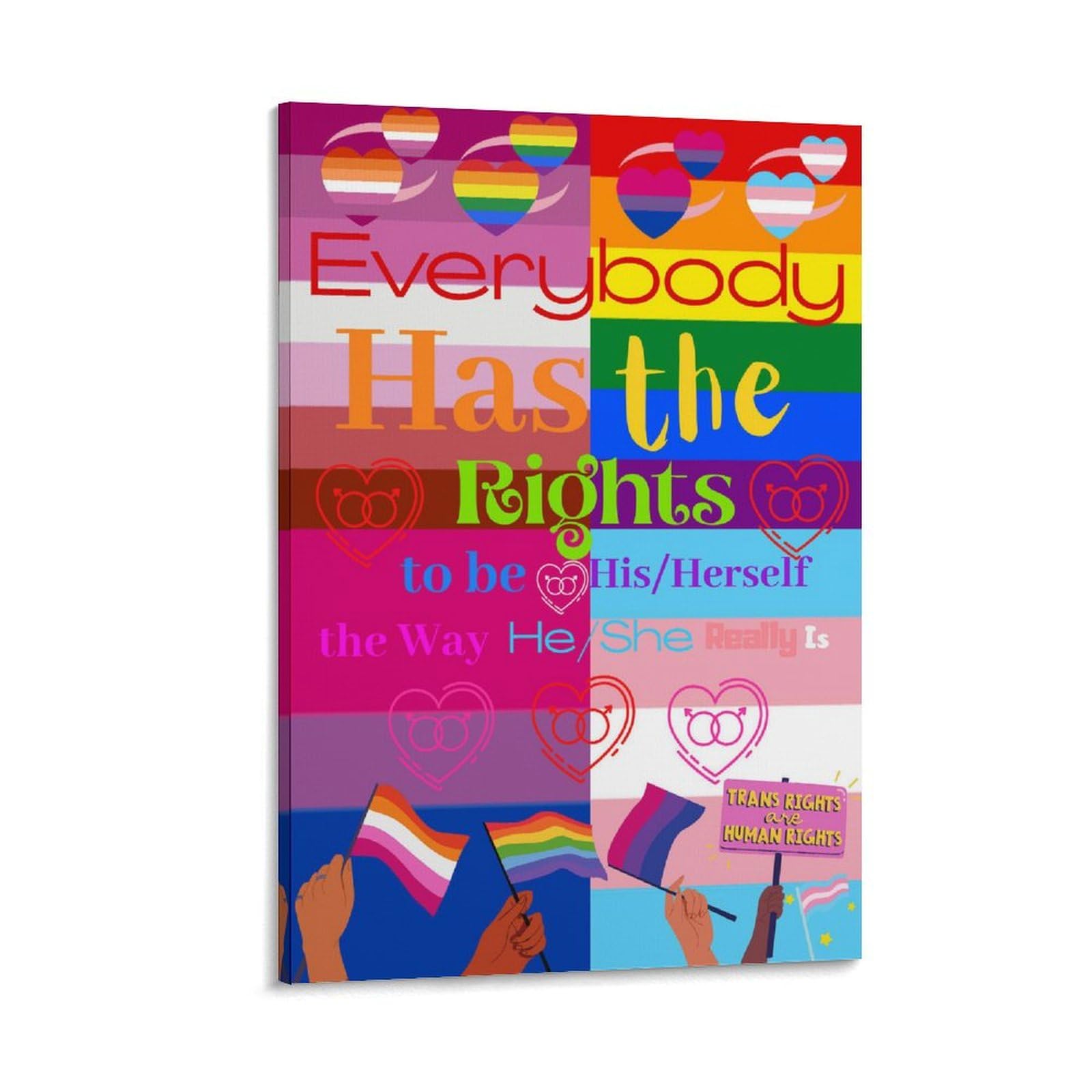 LGBT Poster Rainbow Flag Equality Campaign The Human Rights Happy Pride Month Posters Wall Art Painting Canvas Prints Decor Poster Artworks 16x24inch(40x60cm)