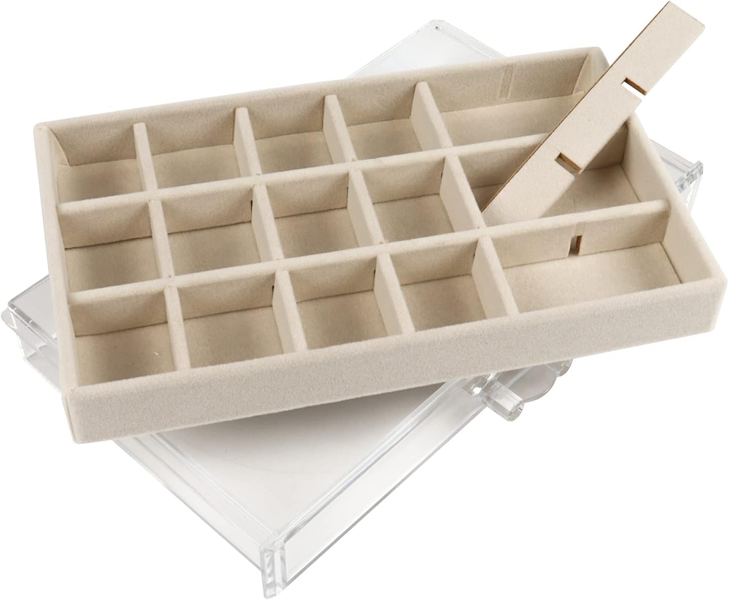 Nwvuop Clear Acrylic Jewellery Box Jewellery Organiser with 3 Drawers for Women Jewelry Storage Box for Rings Earrings Necklaces Beige - Image 5