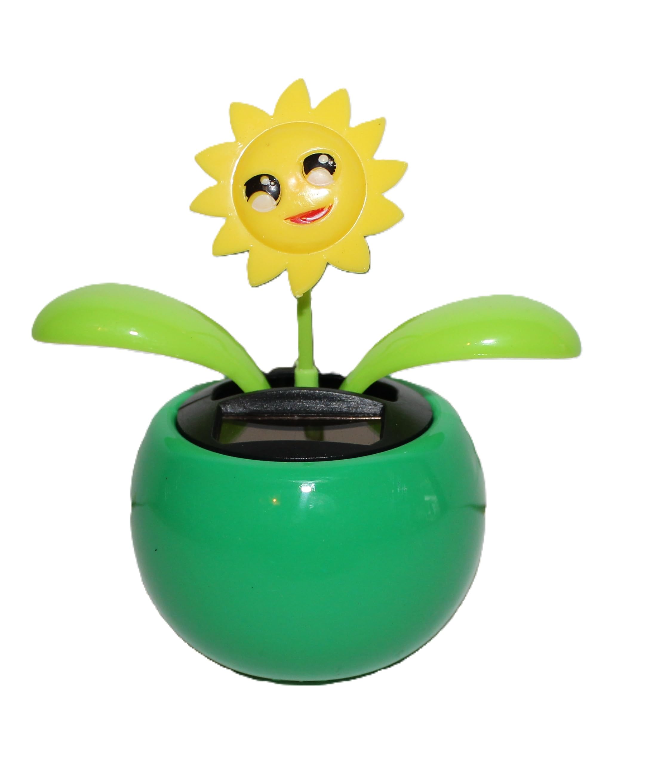 Navillus Solar Powered Dancing Flower, Lily, Rose, Sunflower, Petunia Office Desk & Car Decor (Smily Sunflower)
