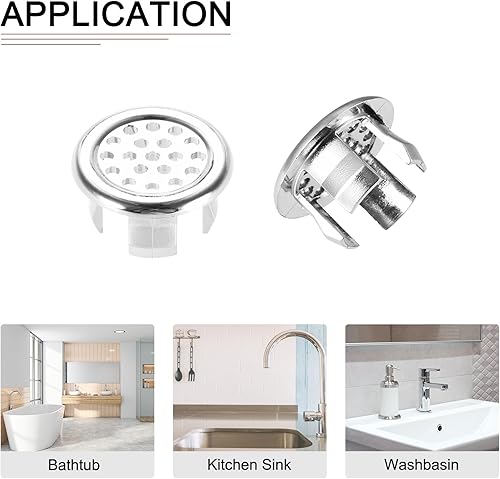 Miniatura 4 de Cubierta de desbordamiento de fregadero de 1.181 x 0.630 in (DxT) Paquete de 6 Buena para el fregadero de la cocina Inserto de plástico para el