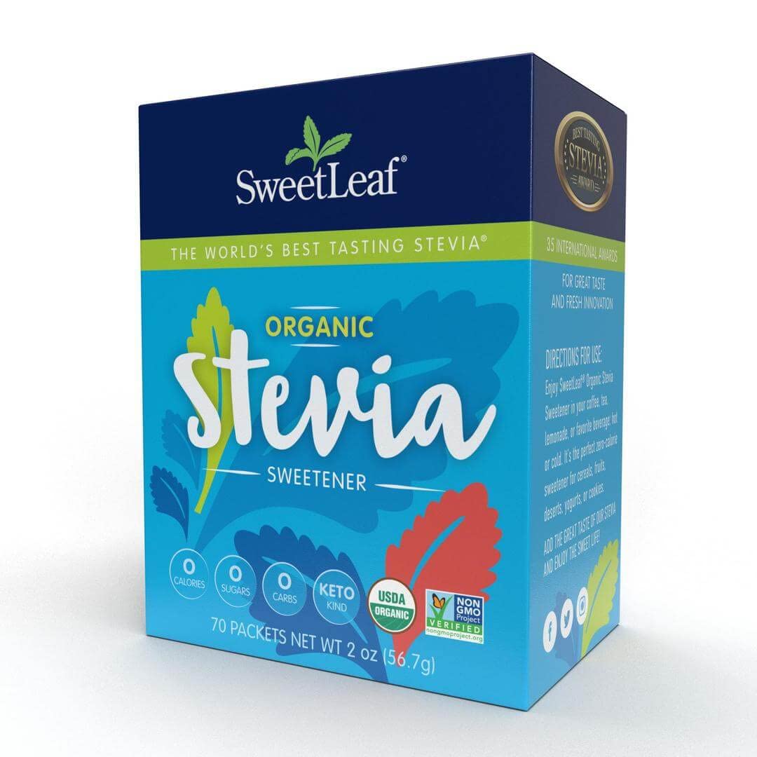 SweetLeaf Organic Stevia Packets - Zero Calorie Stevia Powder, No Bitter Aftertaste, Sugar Substitute for Keto Coffee, Nothing Artificial, Non-GMO Stevia Sweetener Packets, 70 Count