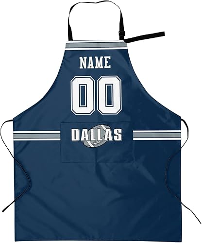 Miniatura 16 de Delantal con bolsillos, nombre personalizado y número, regalos personalizados para hombres y mujeres fanáticos del fútbol W.cmd