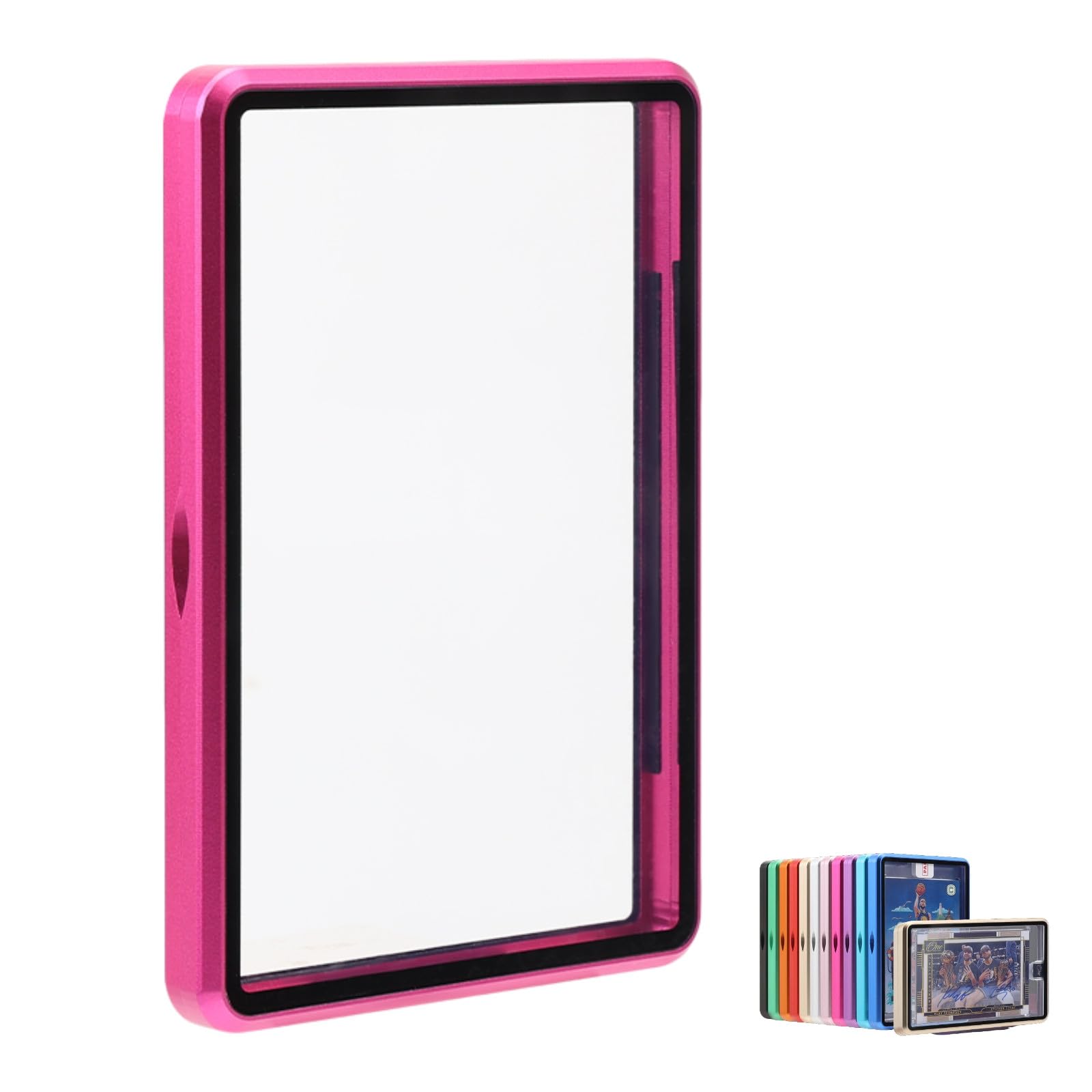 Metal Slab Protector Fits Ungraded Original Sealed Card - UV Resistant- Aluminum Frame Magnetic Closure Bumper Case for Sports & Gaming Cards (Hot Pink,75PT~130PT)