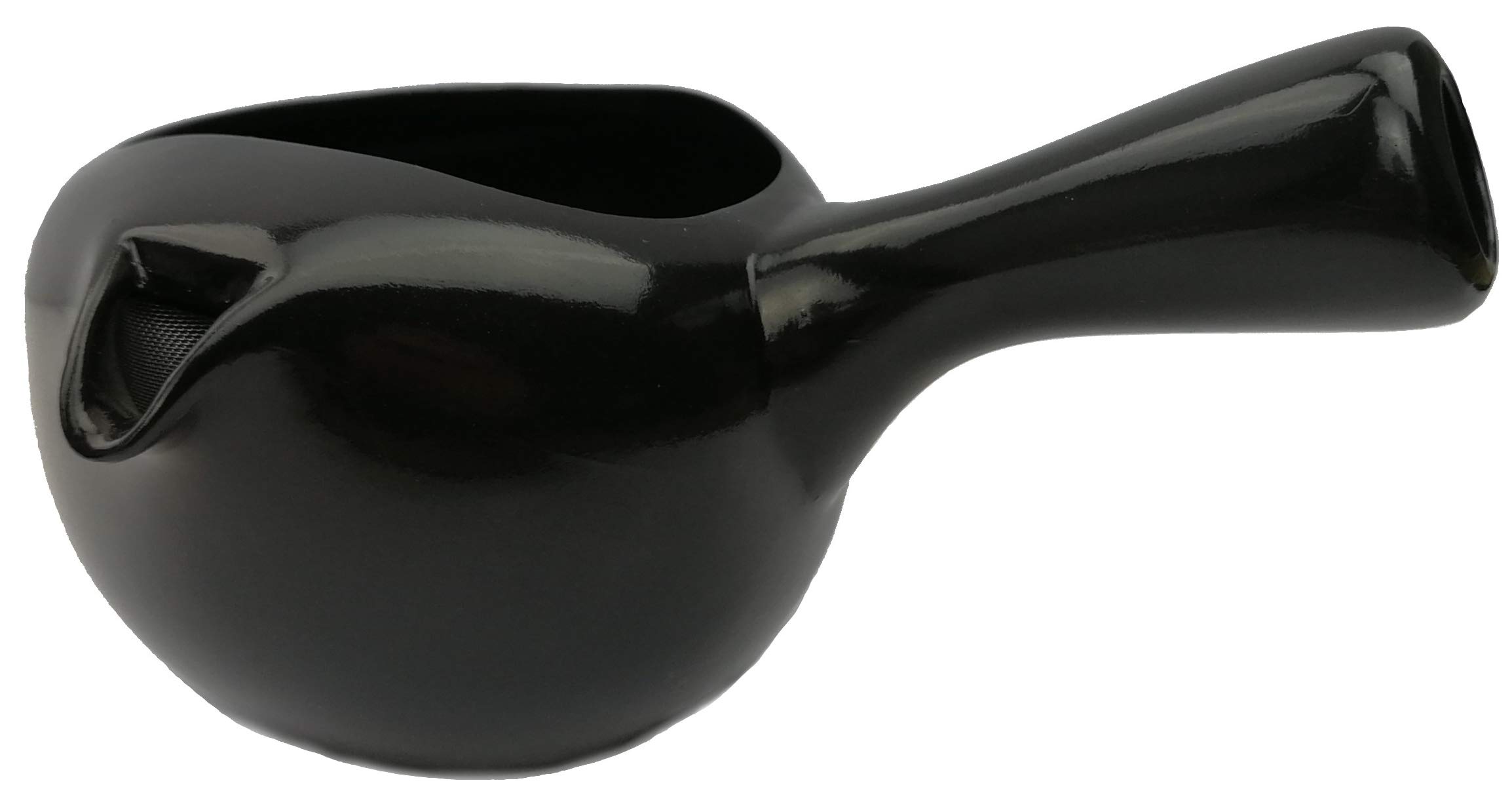 Kyusu Kyusu Théière japonaise à une main avec passoire à thé, en céramique, avec poignée latérale, idéale pour la préparation du thé vert, 350 ml, noire