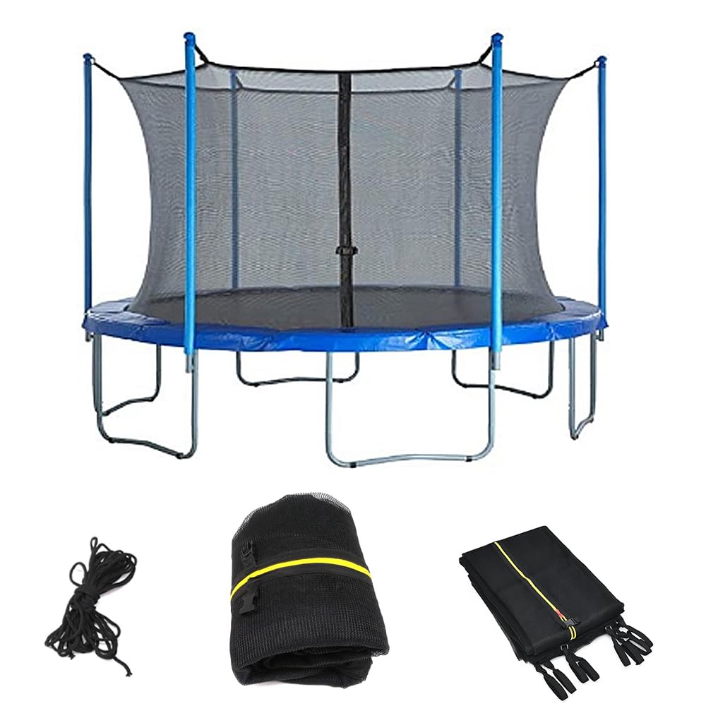 Rete di Sicurezza per Trampolino, Rete Ricambio Trampolino Ø 305cm con Cerniera e Fibbie, per Pali da 6, Altezza: 180 cm