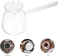 Vista 9 de Paquete de 1 vaso de chupito de espresso con asa, olla de café turco de vidrio grueso para hervir 15.2 onzas, transparente