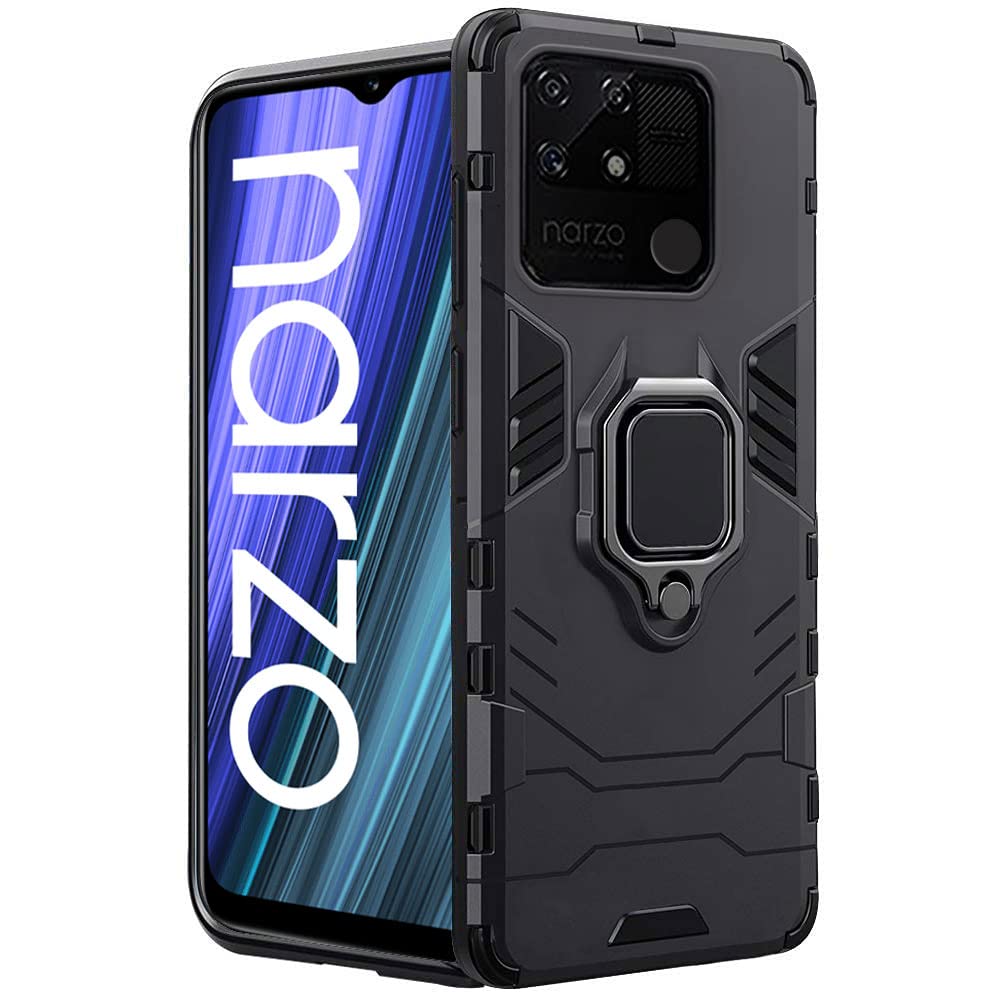 TheGiftKart Tough Armor Bumper Back Cover Case for Realme Narzo 50A | Ring Holder & Kickstand in-Built | 360 Degree Protection Back Case Cover for Realme Narzo 50A (PC & TPU | Black) (B09NKQ3VB8) Amazon Price History, Amazon Price Tracker