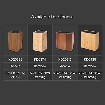 KITCHENDAO Deluxe Universal Knife Block with Slots for Scissors and Sharpening Rod - Acacia Wood Knife Block For Safe, Space Saver Knives Storage - Unique Slot Design to Protect Blades