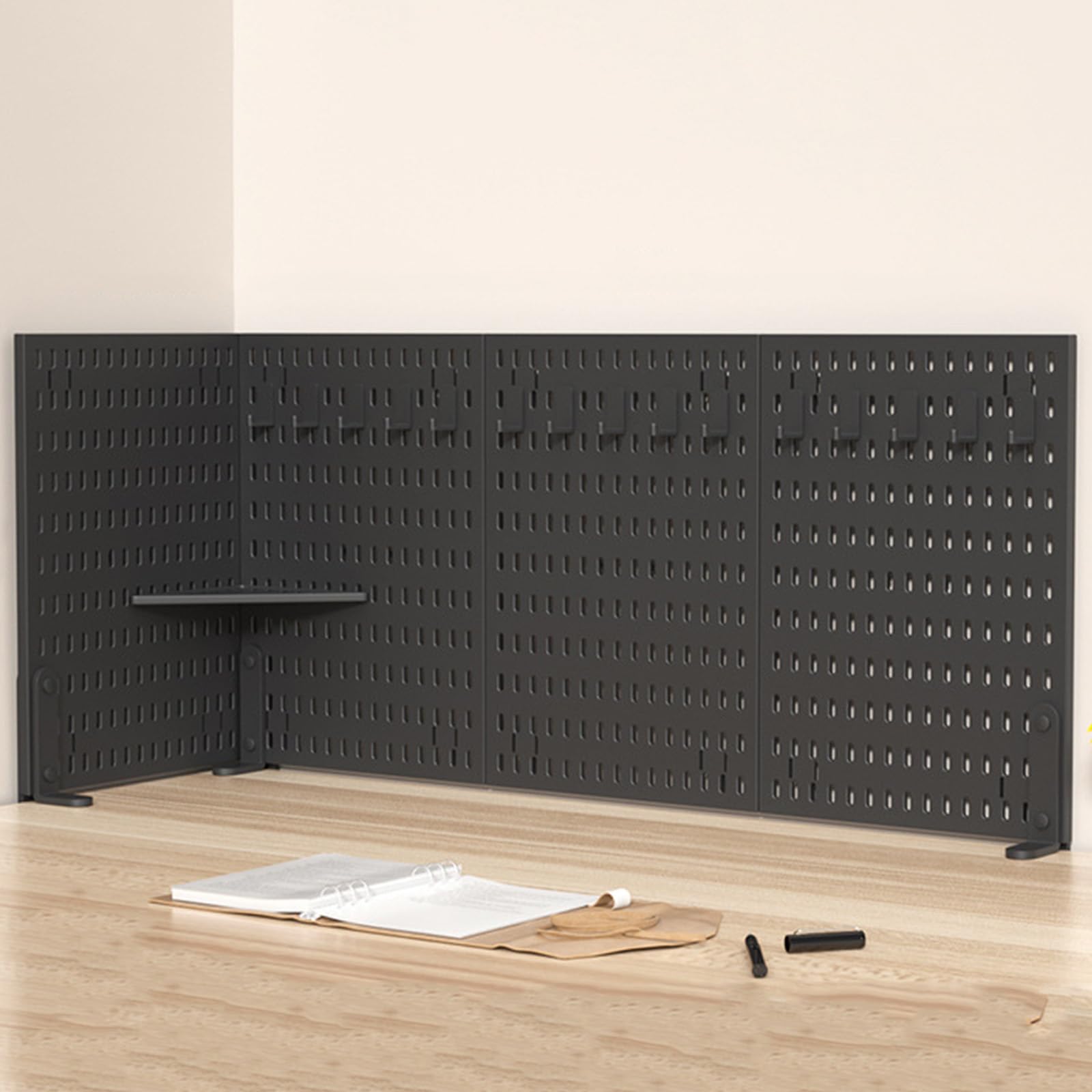 Scbtgkln Black Clamp-On Desk Pegboard, Privacy Panel For Office, Pegboard Display, Desk Accessories For Office Gaming Home, No-Drill(,120X40cm/59 X15.7)