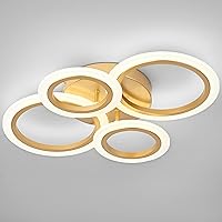 Vista 14 de Vikaey Lámpara de Techo LED Moderna de Montaje al Ras, 6 Anillos Blancos Lámpara de Techo Cerca del Techo, Lámpara de Iluminación para Sala de Estar