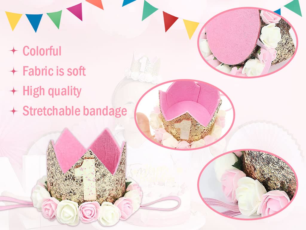 Couronne Anniversaire 10 Ans Fille Nogeqi - Bandeau Rose Princesse, Décoration Fête
